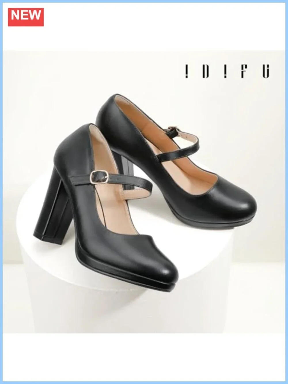 Women's Platform Mary Jane Heels Chunky Block Heel Closed Toe Heels